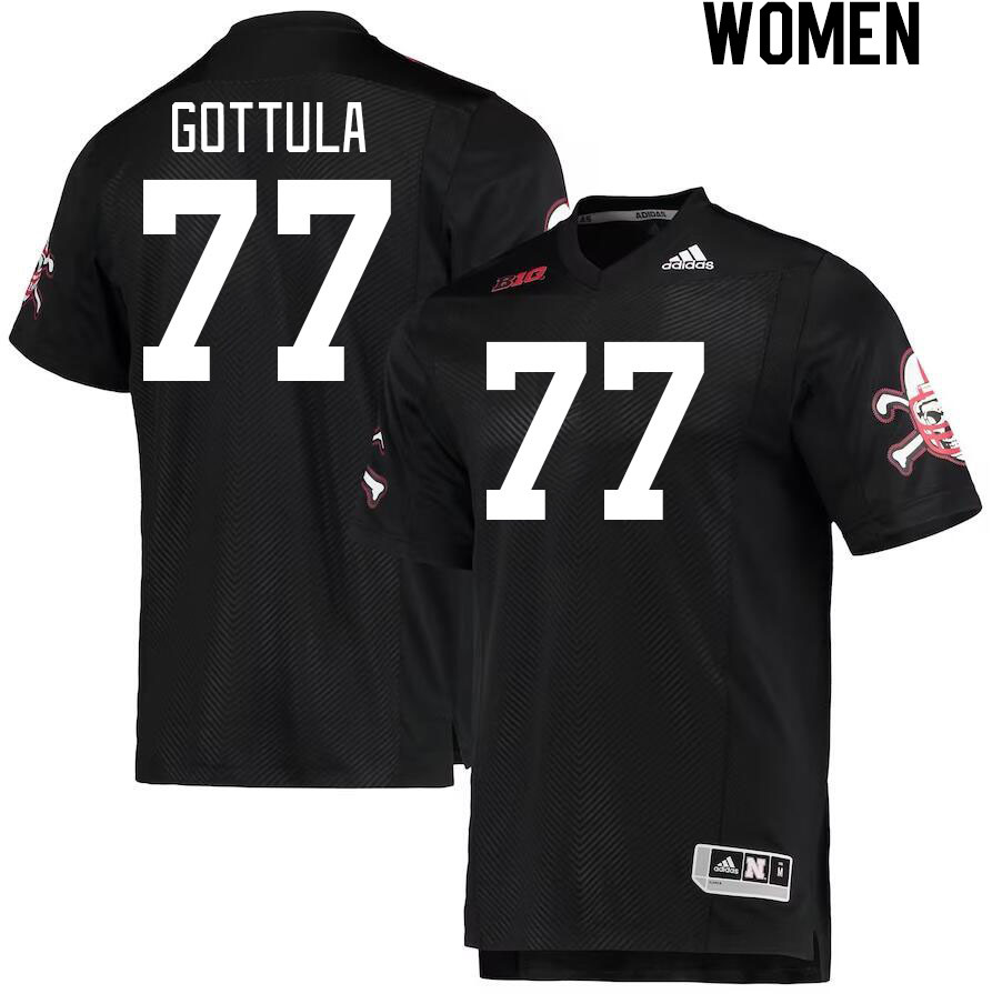 Women #77 Gunnar Gottula Nebraska Cornhuskers College Football Jerseys Stitched Sale-Black